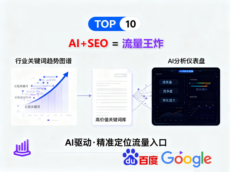 AI SEO服務展示，人工智能輔助SEO優(yōu)化的界面示意圖